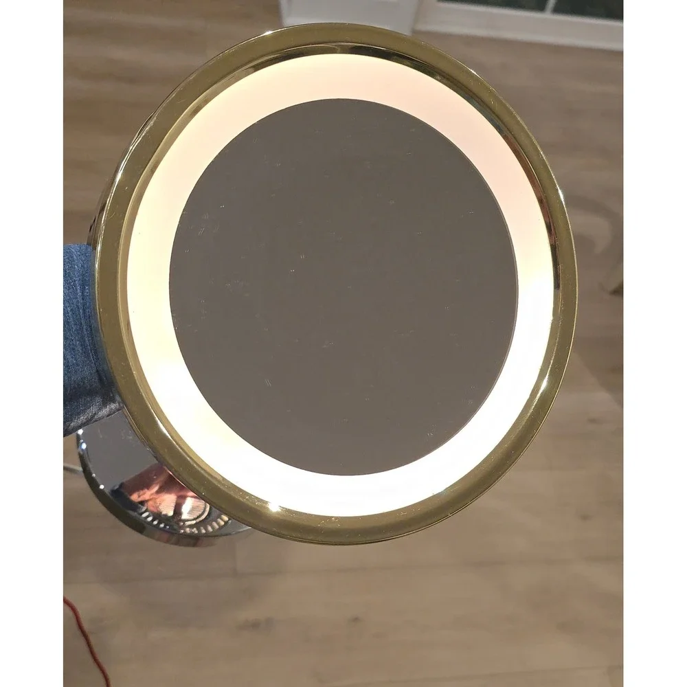 Jerdon Lighted Vanity Mirror Chrome Gold Tabletop Makeup Mirror J995CG